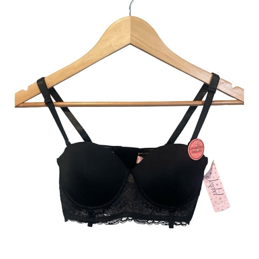 NWT Jezebel Black Lace Light Lift Bra Size 34B Convertible New